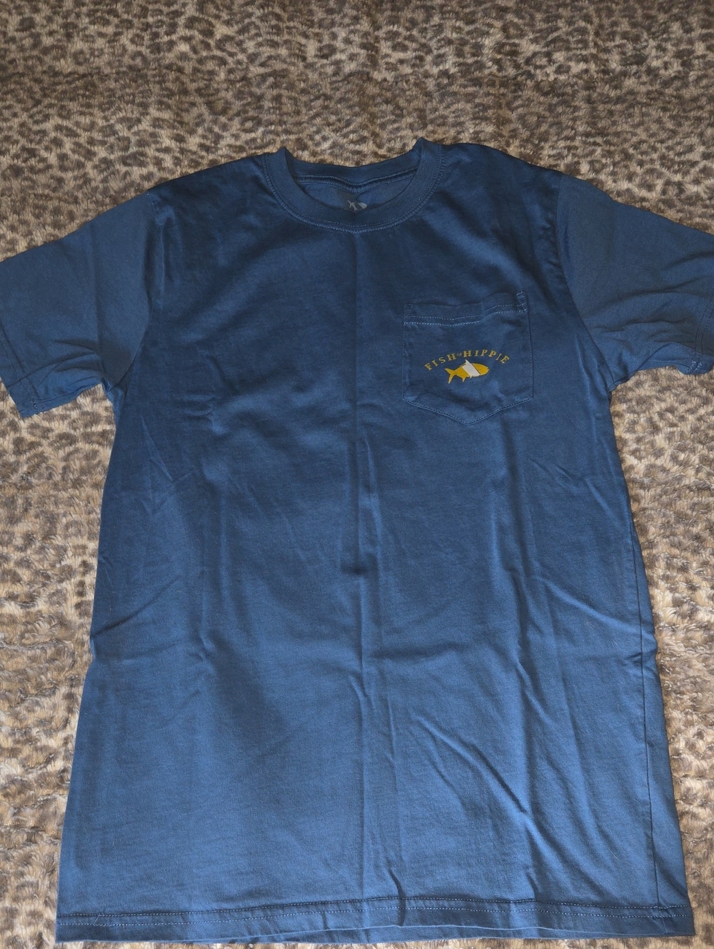 Blue Short Sleeve Pocket Tee with Fish Graphic